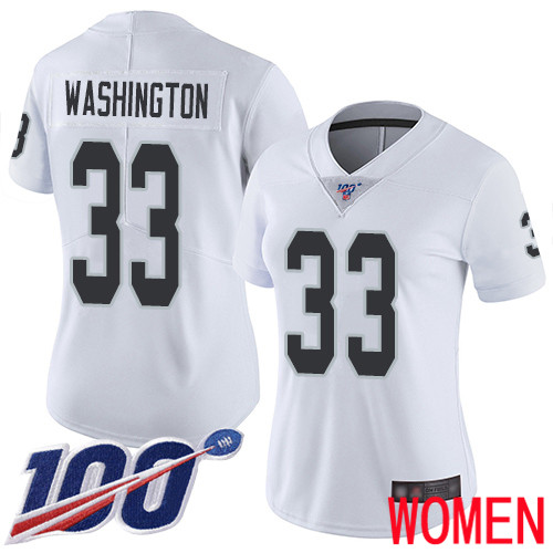 Oakland Raiders Limited White Women DeAndre Washington Road Jersey NFL Football 33 100th Jersey
